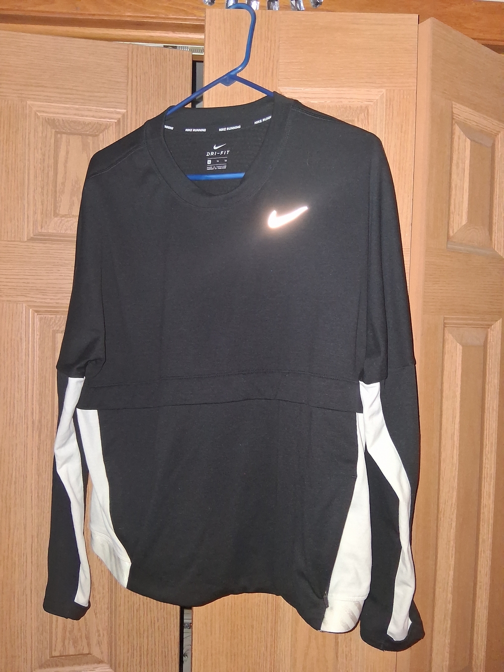 Nike Dri-Fit Black Long Sleeve Pullover with White Panels
